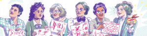 Donne matematiche in un'illustrazione realizzata da Sara Menetti