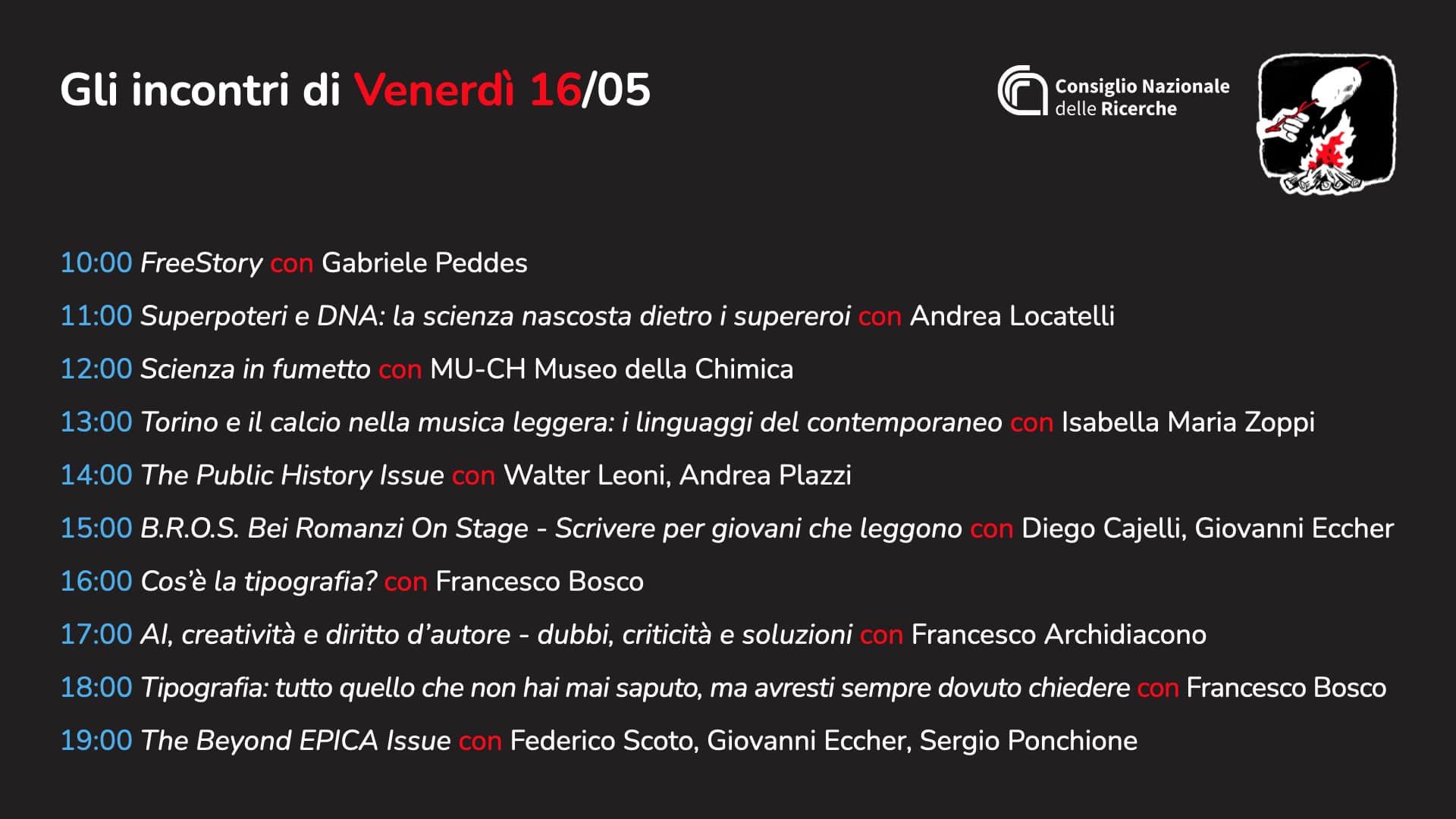 Programma di Comics&Science al Salone del Libro
